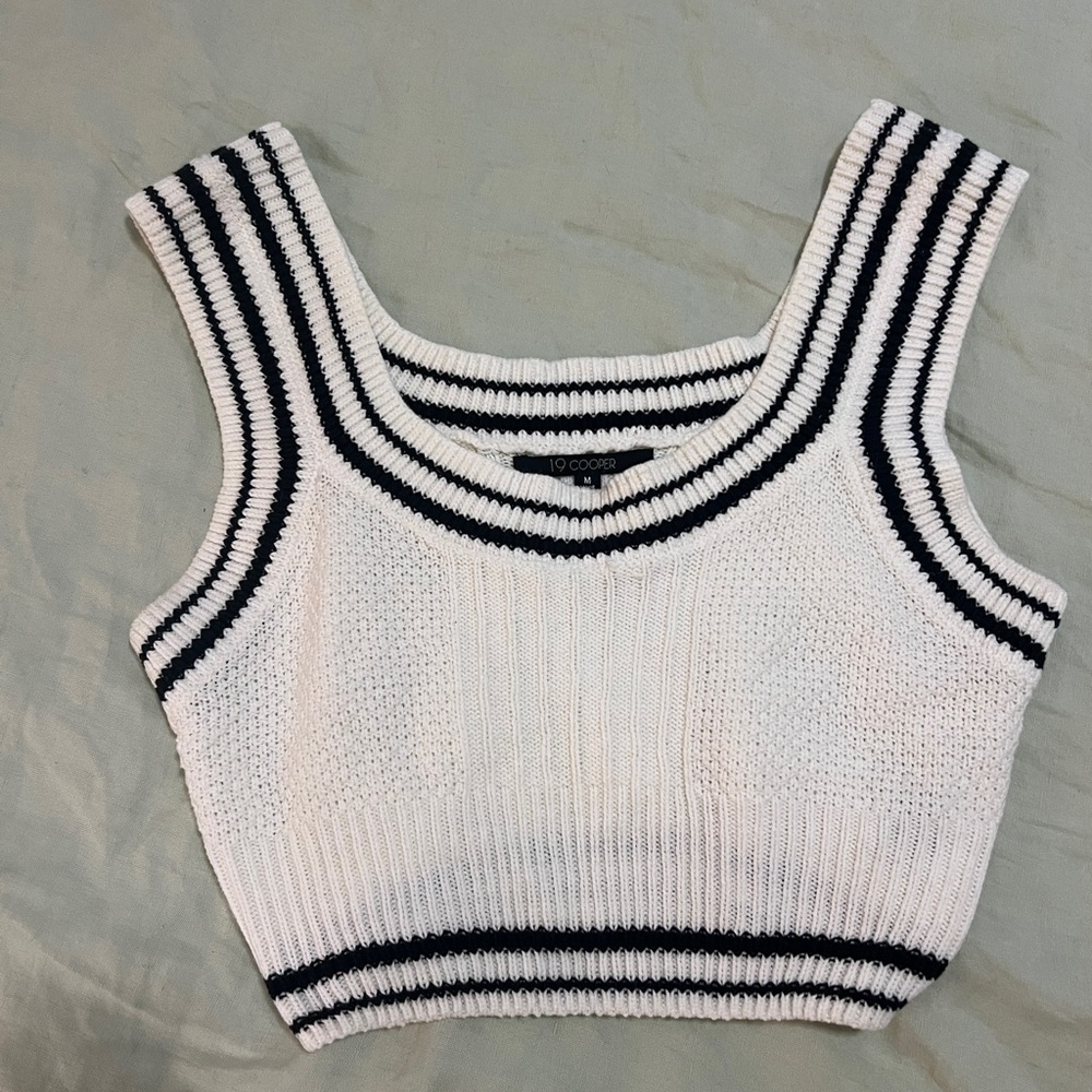 19 Cooper White and Black Striped Tank Top